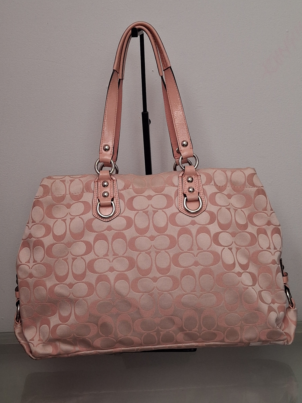Coach Pink Signature Monogram Tote with Charm - Picture 2 of 5